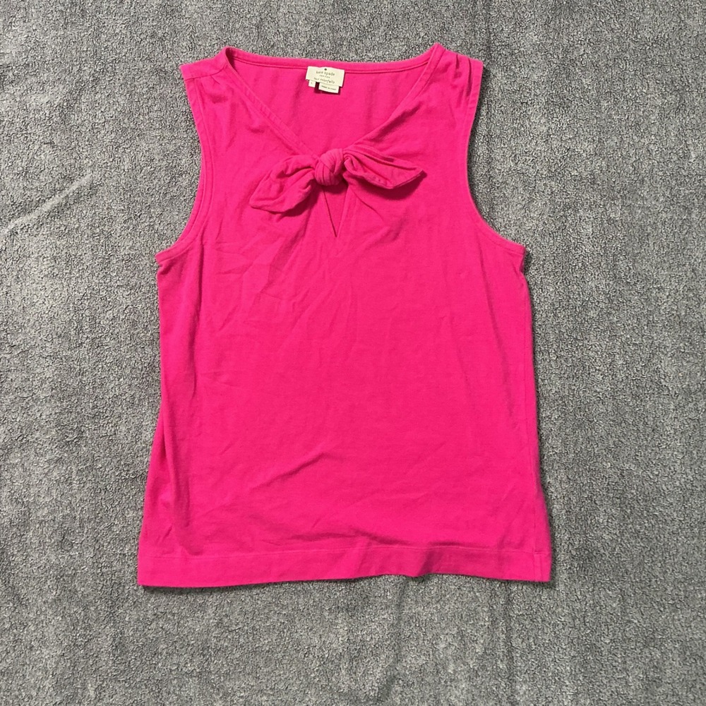 Kate Spade New York Pink Sleeveless Bow Neck Keyhole Tank Top L